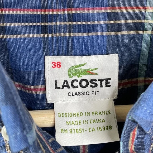Lacoste plaid 2 pack shirt bundle - sz 38 (small, neck 14.5) - Picture 11 of 13